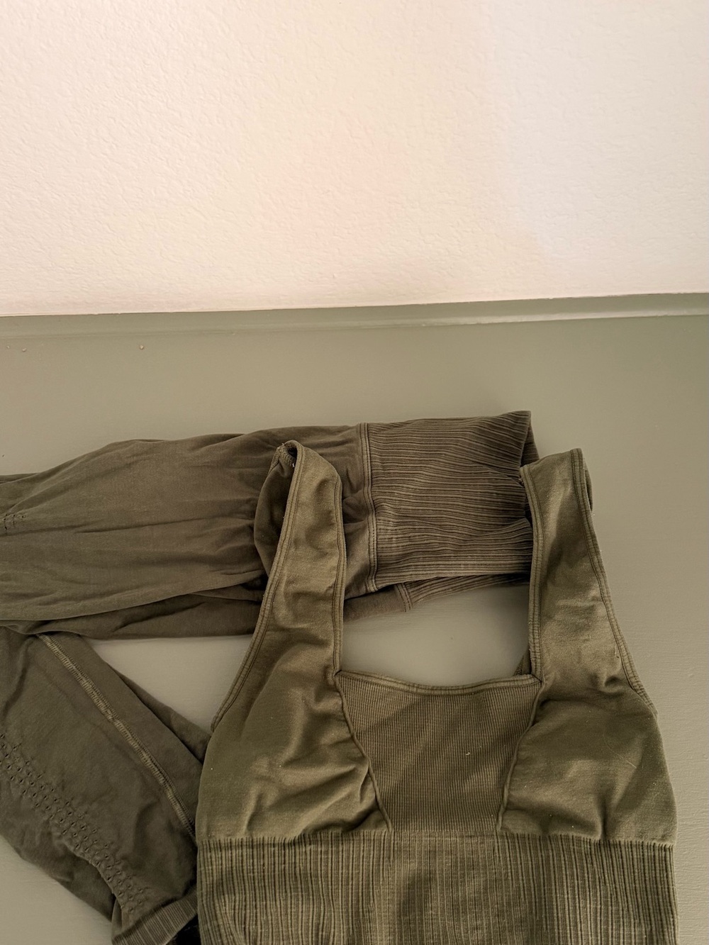 FP Movement Olive Green Good Karma Leggings and Bra set